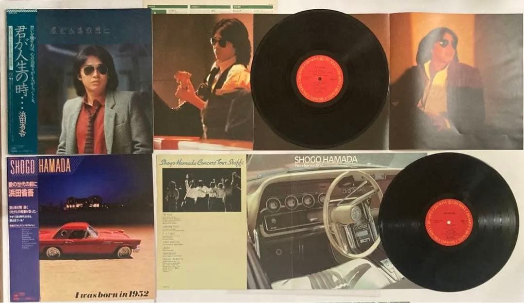 浜田省吾さん♡LPレコード8枚・うちわ(未使用)2枚・渚園映画フライヤー 5枚