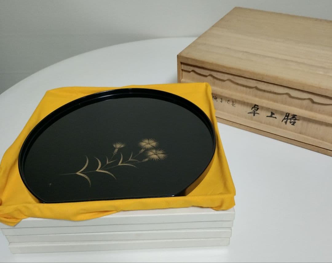 輪島塗　撫子沈金　卓上膳5客　作家もの　 三谷吾一