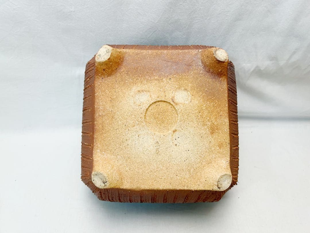 ほぼ未使用 茶道具 高橋乐斎作 四方風炉 信楽焼 火箸底取 底瓦前瓦等6点セット