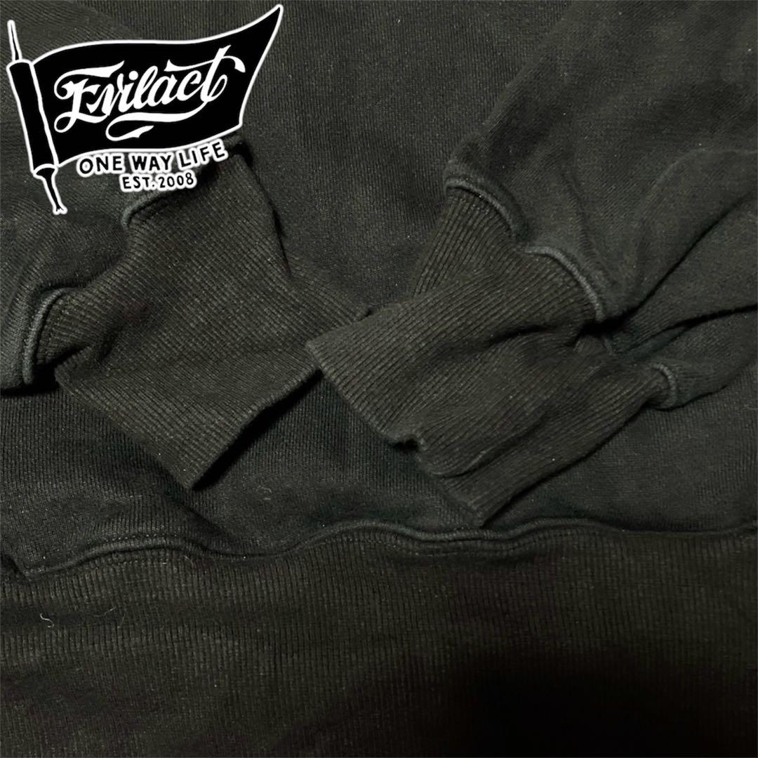 EVILACT ヘビーオンス 刺繍&プリントパーカー 黒 Lサイズ