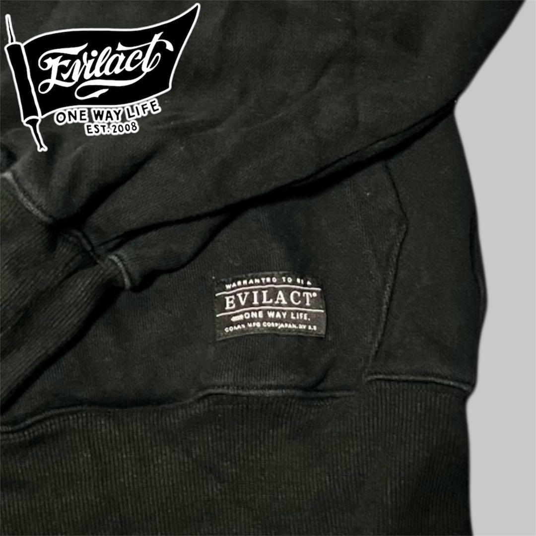 EVILACT ヘビーオンス 刺繍&プリントパーカー 黒 Lサイズ
