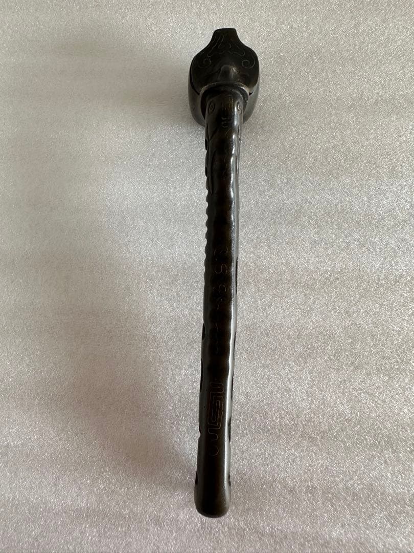 龍文堂造　銅矢立　銀象嵌