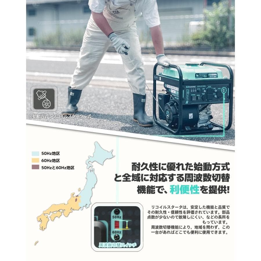 ★業界最小★Kareyouインバーター発電機 4.8kVA ガソリン 正弦波 低