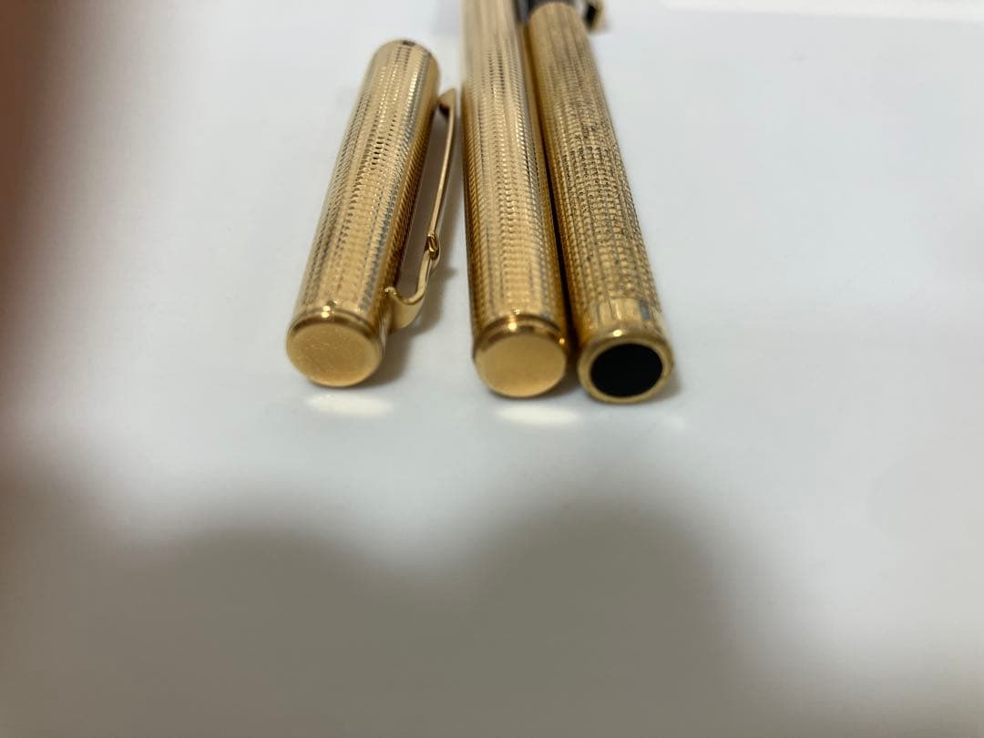 ゴールド 万年筆 ボールペン セット 刻印 585 14k ヴィンテージ 黒 金