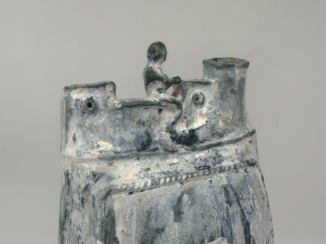 中国　緑釉壺　銀化　古陶器　送料込み250703