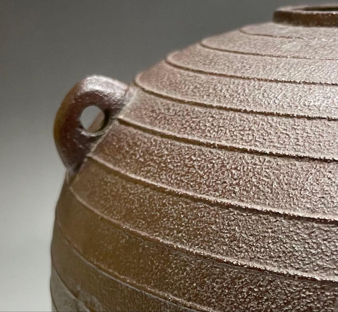 momotoi　人間国宝　高橋敬典　平丸筋入釜　茶釜　共箱　C 50