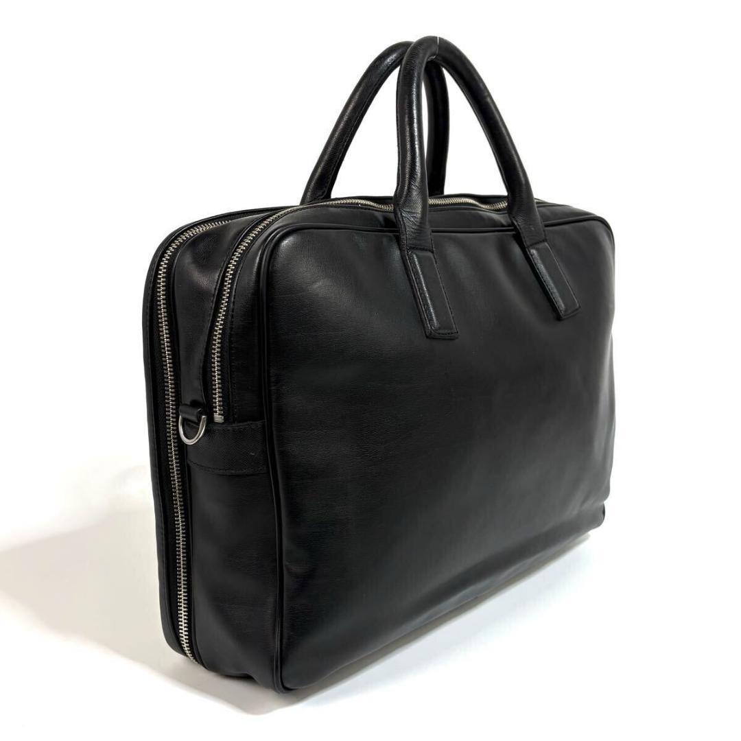 【美品】ポールスミス レザー ビジネスバッグ ブラック シルバー金具