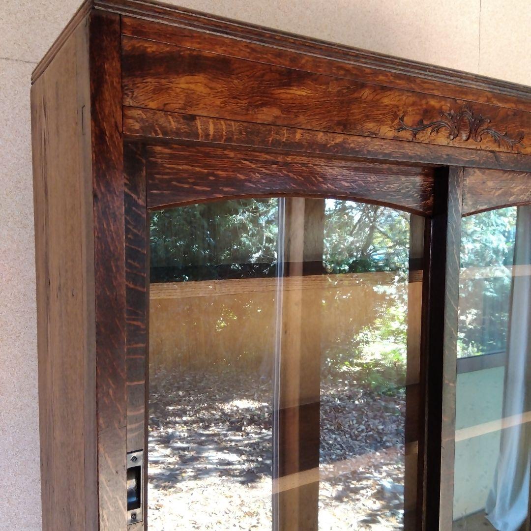 古いガラス戸棚 ガラス収納棚 ビンテージガラスキャビネット 古家具