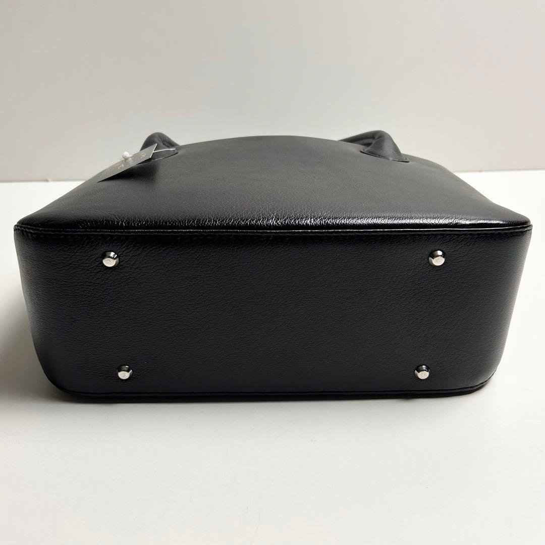 未使用✴︎ダックス/三室構造レザーハンドバッグ/やぎ革/黒/フォーマル/冠婚葬祭