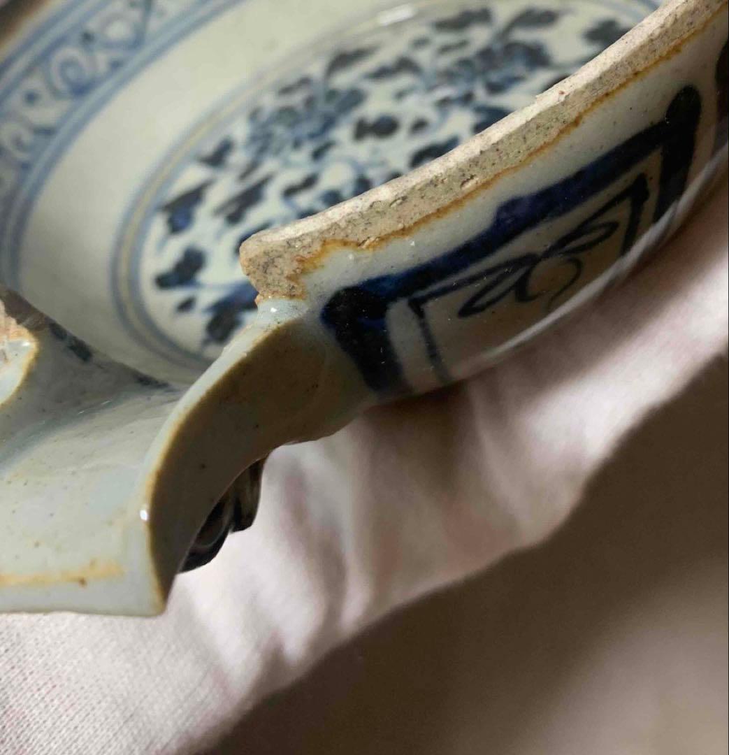 中国 染付花の絵片口　f2250905