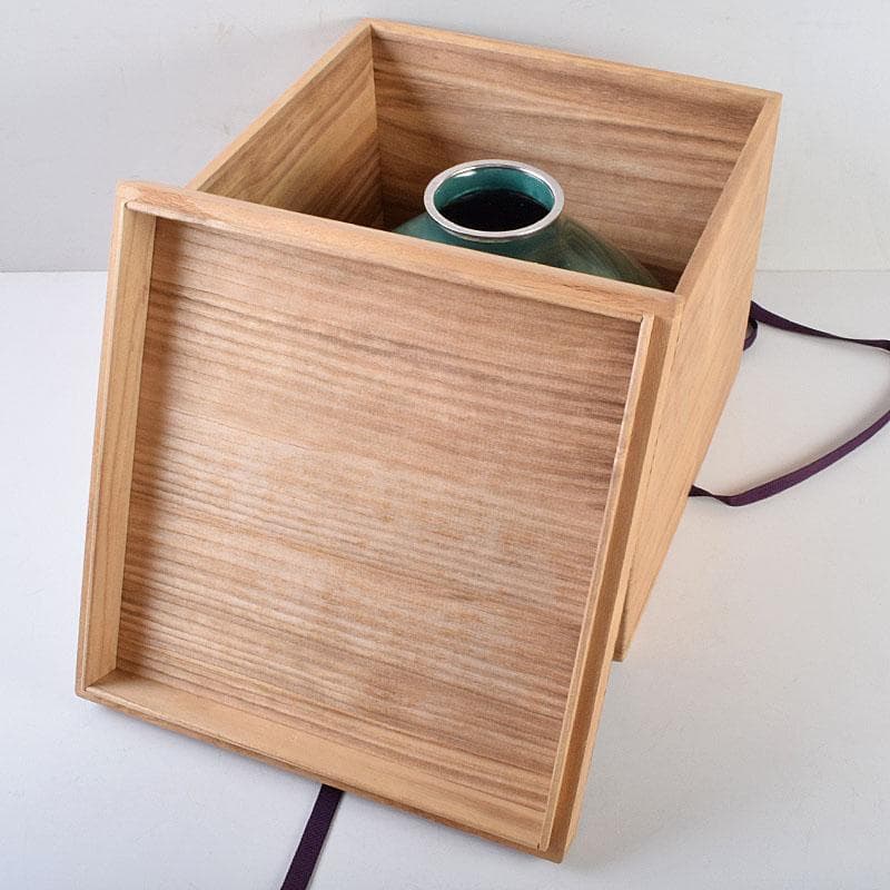 七宝焼　安藤七宝店　純銀刻印　紫陽花文　花瓶　時代箱付　U　R9192B