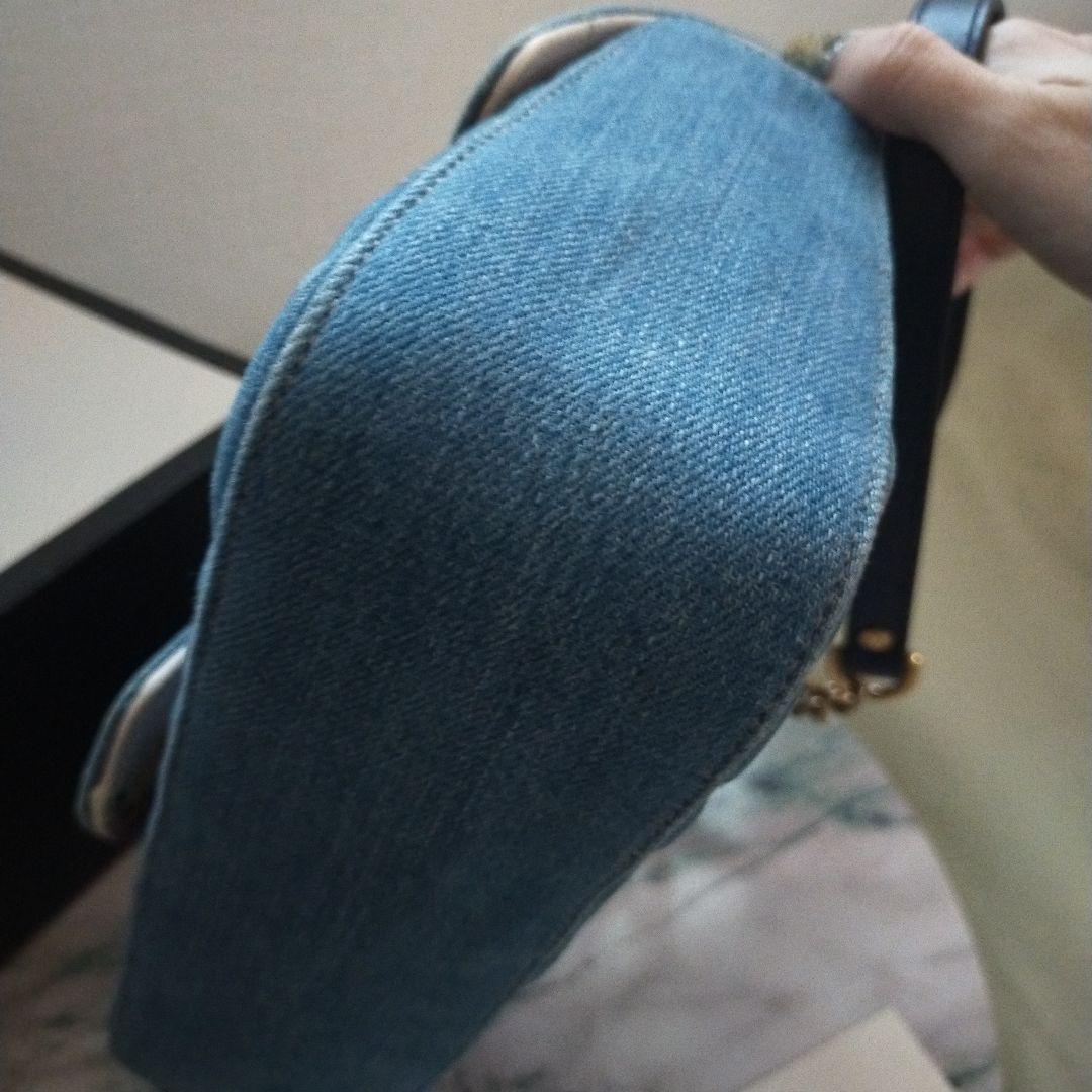 グッチ　GG　マーモント　デニム　チェーンショルダーバッグ