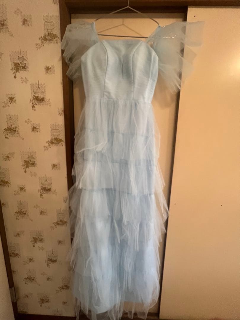 カラードレス　ウエディングドレス　ブルー　シャーベット