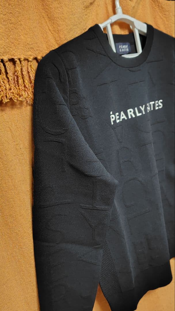 チャーミン様パーリーゲイツ　クルーネック 総柄ロゴニット　ネイビー サイズ2