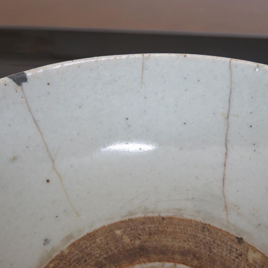 中鉢 花文様 色絵付け ニュウ 窯傷 丼 直し 中国骨董 椀