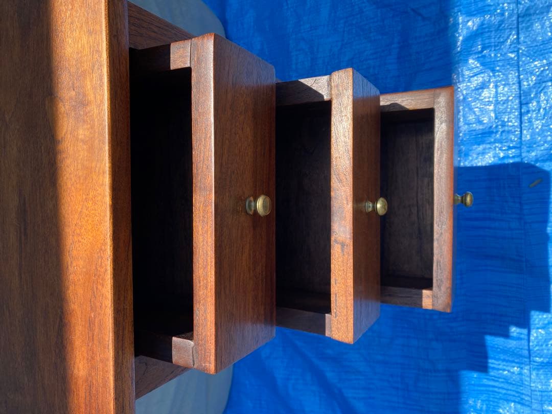 チーク無垢材 アンティーク調 チークスリム　チェスト ナイトテーブル サイド