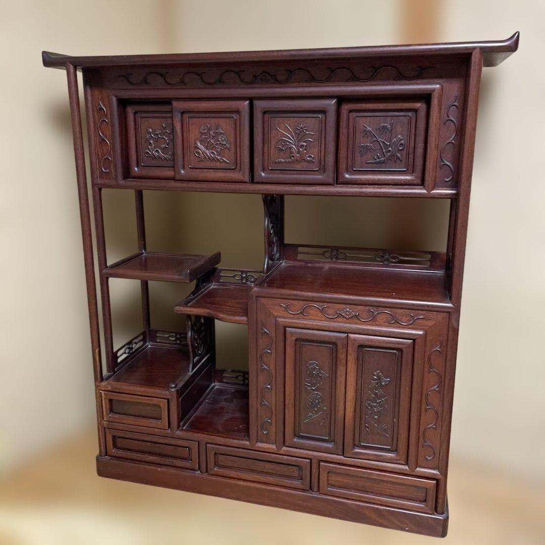 唐木家具　紫檀飾り棚　茶箪笥　アンティーク