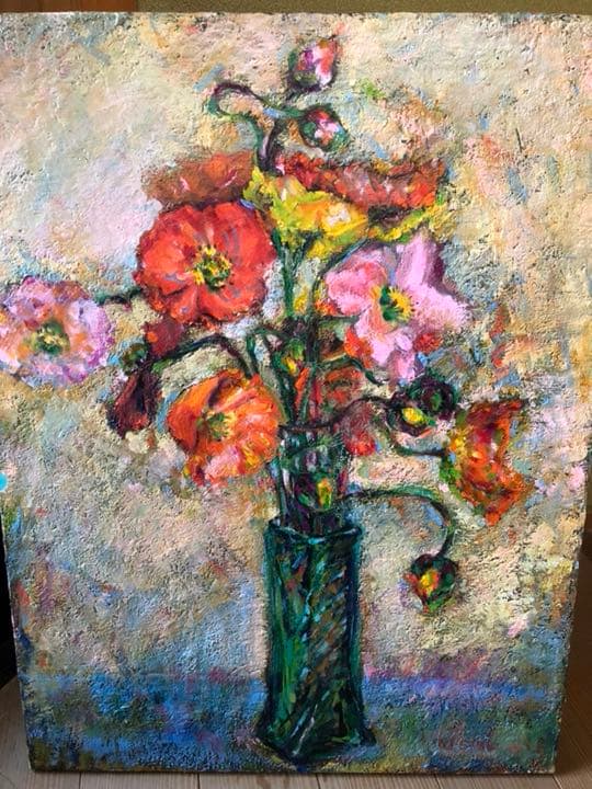 油絵 絵画 ポピーの花