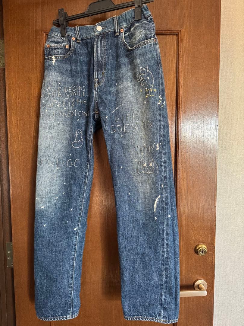 美品　DD デニムダンガリー　ラクガキ　ペンキ　デニム　パンツ　02