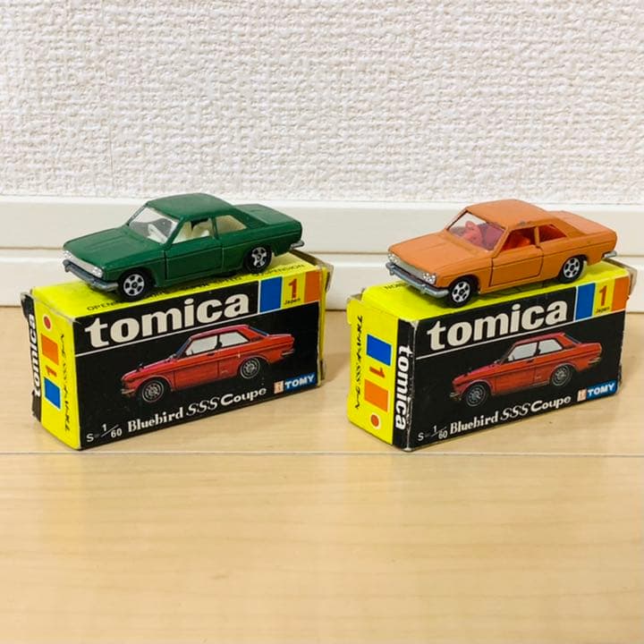 最初期　日本製 トミカ 1A ブルーバードSSSグリーン サファリブラウン 黒箱