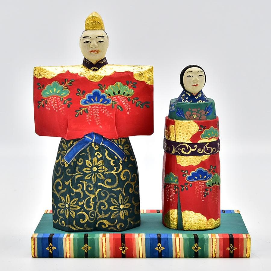 ★ 椿餅★加賀國 正運作 木彫 彩色 立雛 雛人形 ひな人形