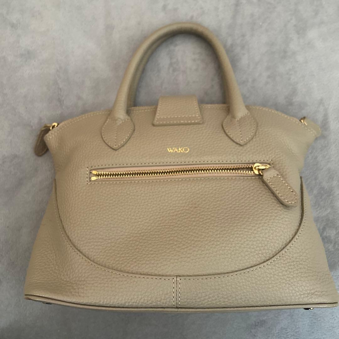 WAKO ベージュレザーハンドバッグ