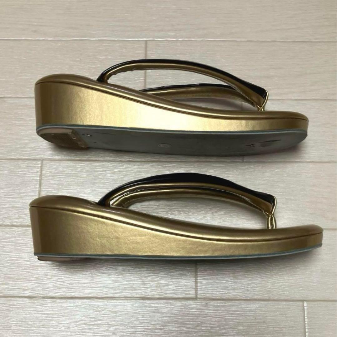 《美品》草履バッグセット　ゴールド　ブラック