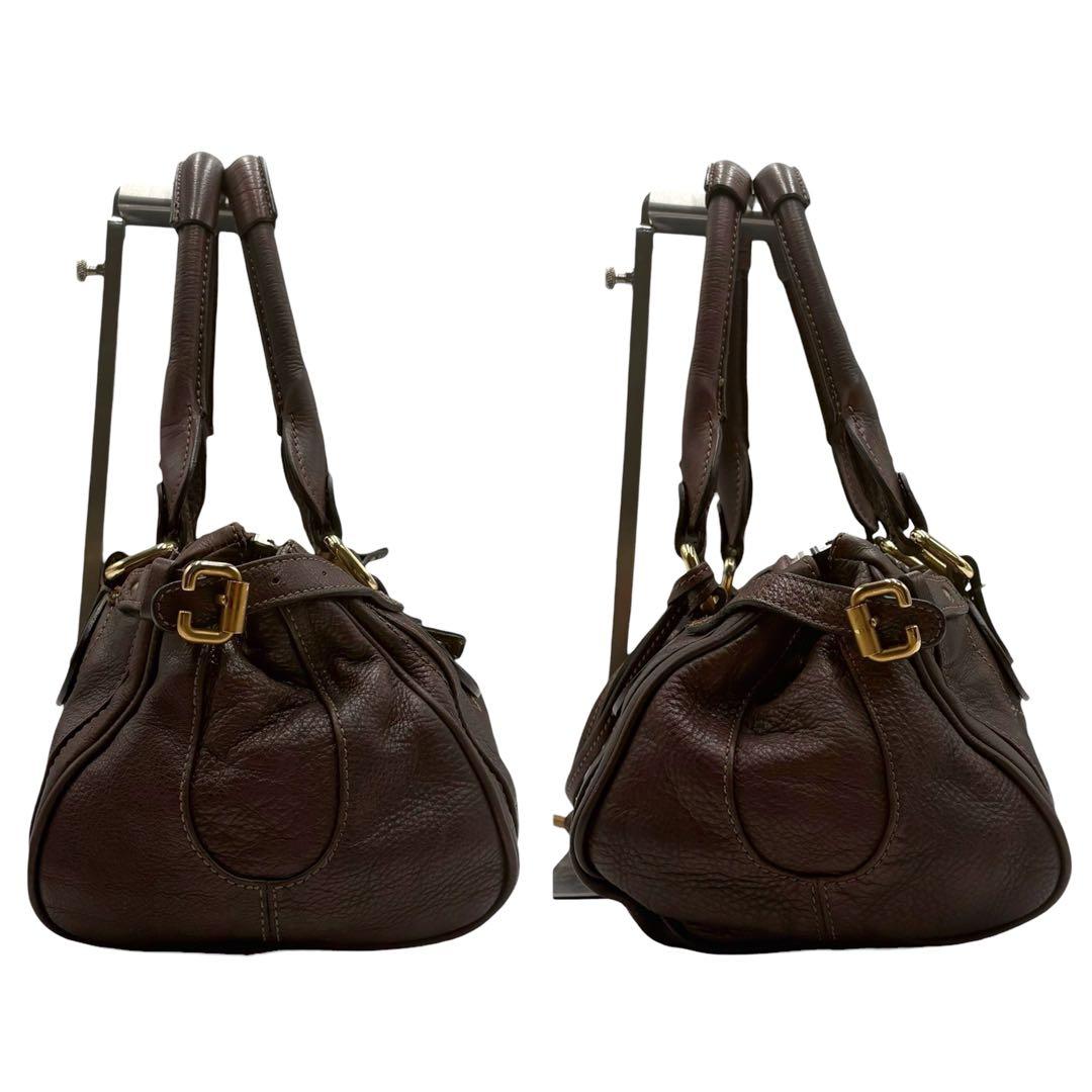 6205 美品 クロエ パディントン 南京錠 ハンドバッグ ミニボストン 焦げ茶