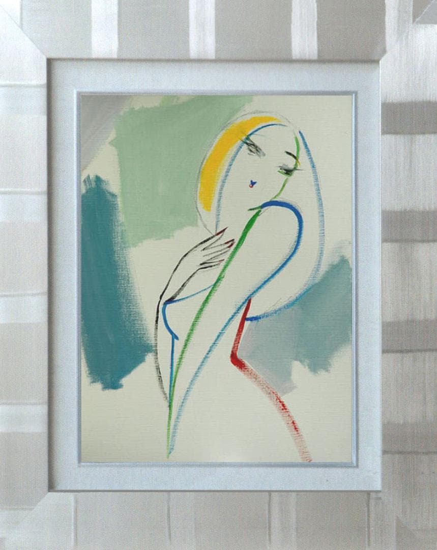 油絵 菅家令子 絵 絵画 インテリア 額付(黒) F6-082611 人物 女性