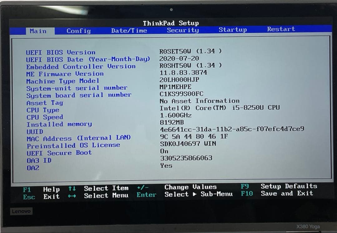 ThinkPad X380 Yoga 8 世代Corei5 メモリ8GB 訳あり