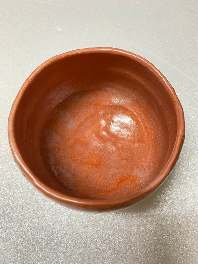 ウサギの絵柄 茶道具　抹茶碗　朱色