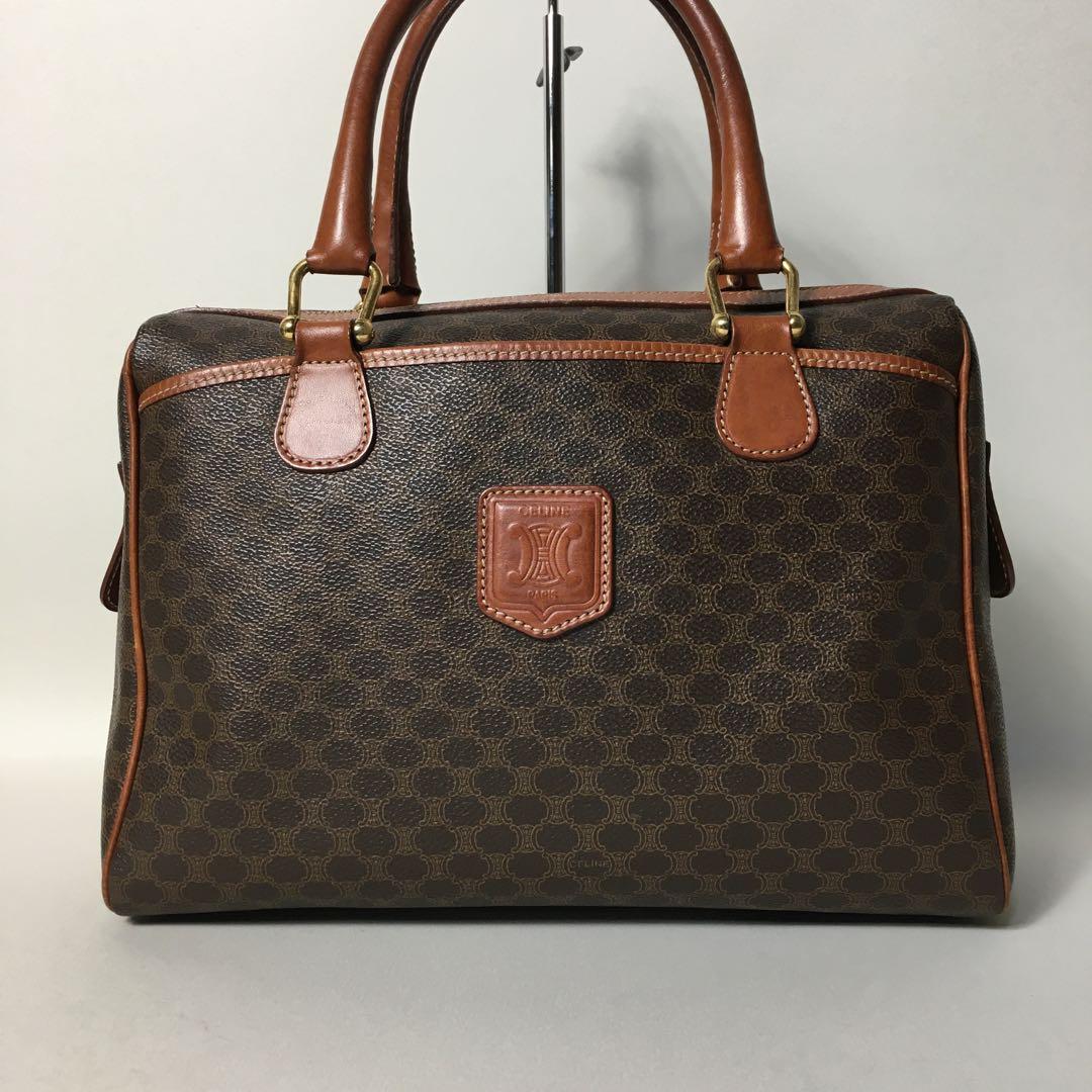 2507-32｜美品｜セリーヌ ハンドバッグ ブラウン マカダム柄 トリオンフ