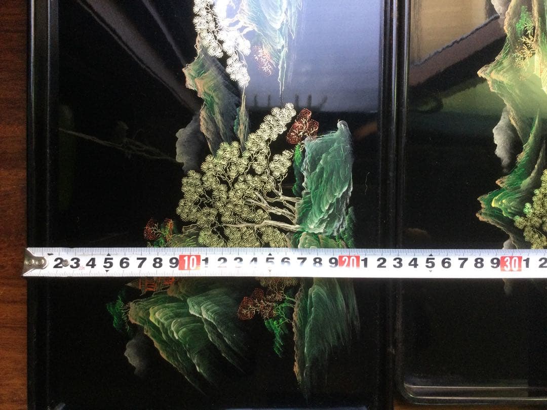 箱付き、中国の漆お盆5個セット、新品未使用、骨董品