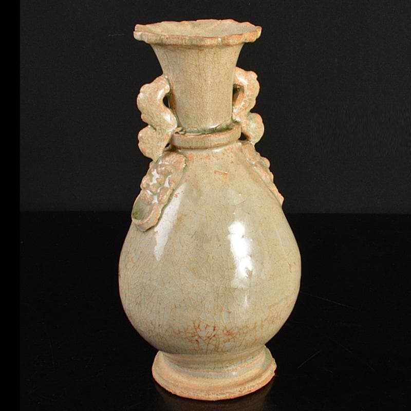 中国　耀州窯　青磁　双耳瓶　C　R6659