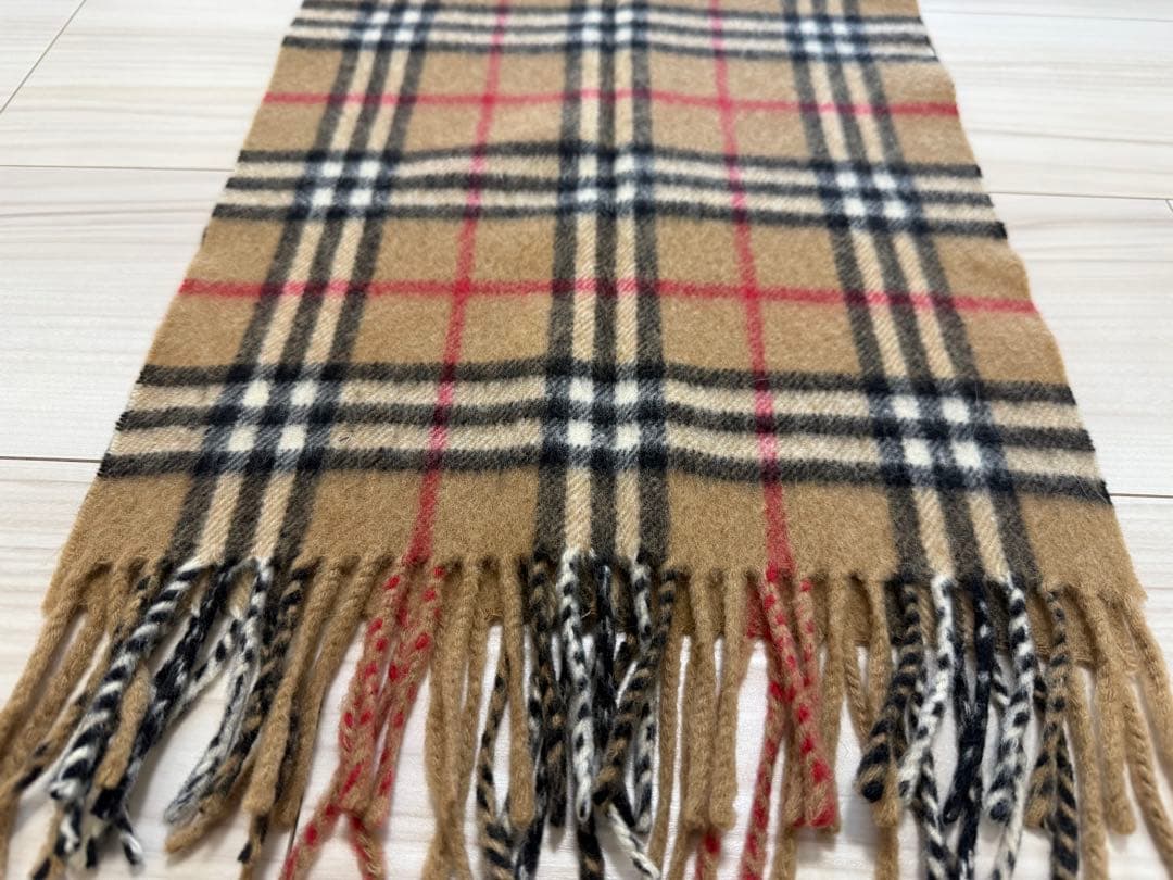 バーバリー　カシミヤ　マフラー　ベージュ　152cm×30cm ノバチェック