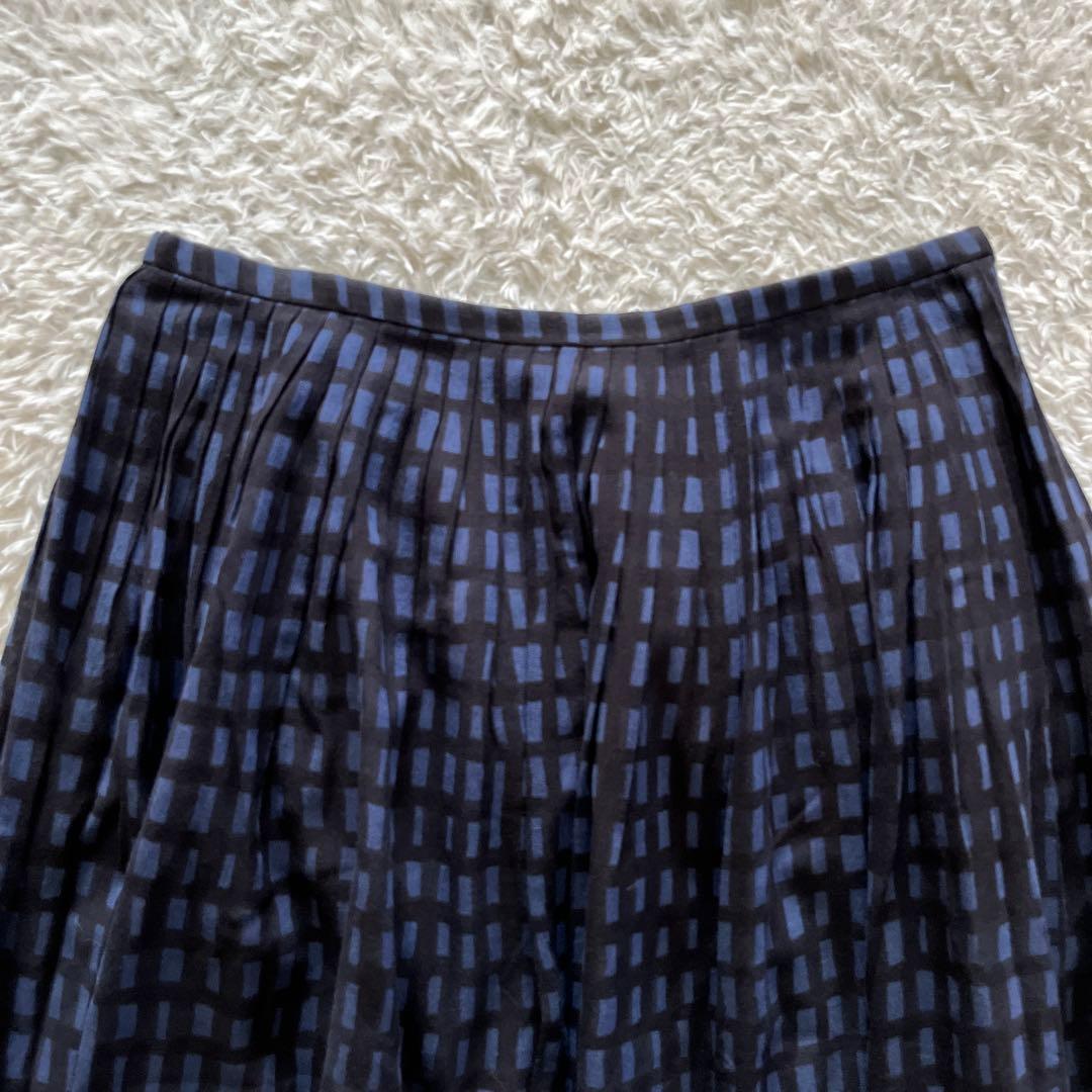 【ミナペルホネン】sora check ソラチェック　ひざ丈スカート　綿　38