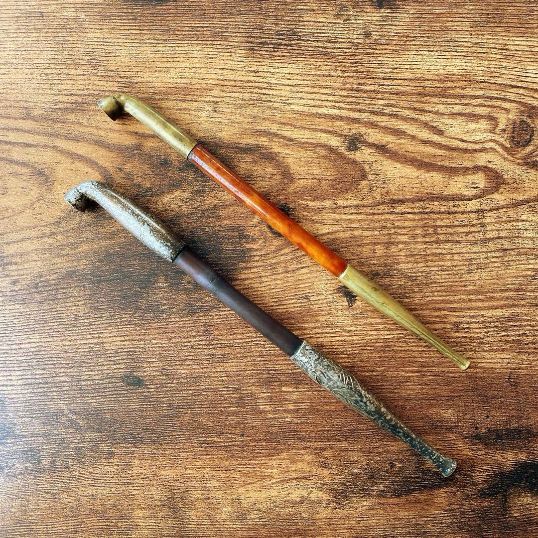 【老舗 村田刻印】キセル 煙管 2本セット 骨董品 アンティーク 喫煙具