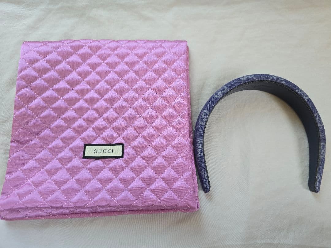 GUCCI カチューシャ ヘアバンド ブルー ネイビー 保存袋