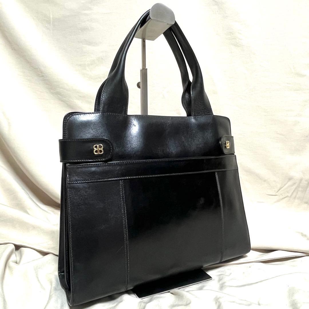バレンシアガ　ハンドバッグ　オールレザー　BB ロゴ金具　イタリア製　黒