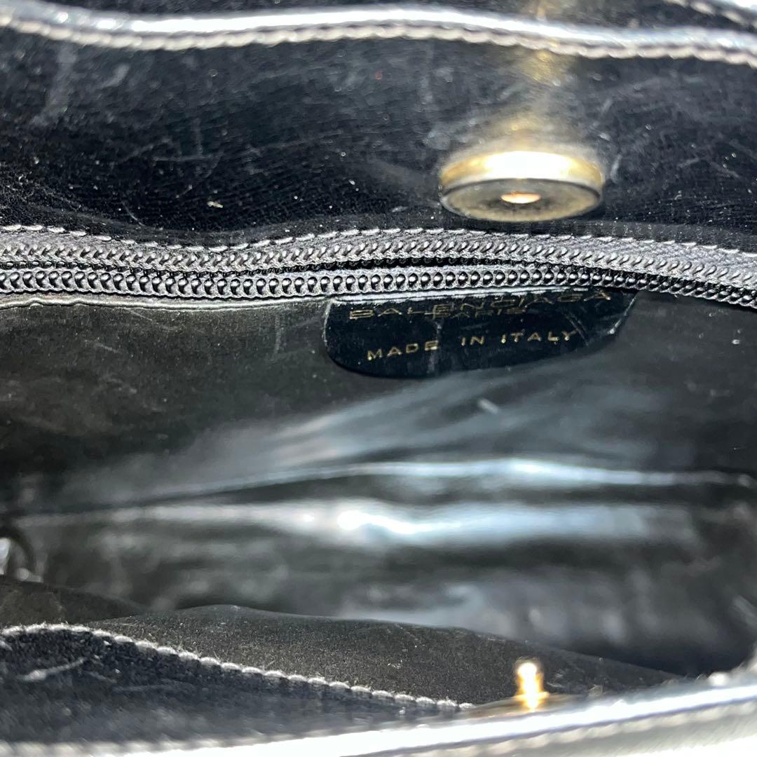 バレンシアガ　ハンドバッグ　オールレザー　BB ロゴ金具　イタリア製　黒