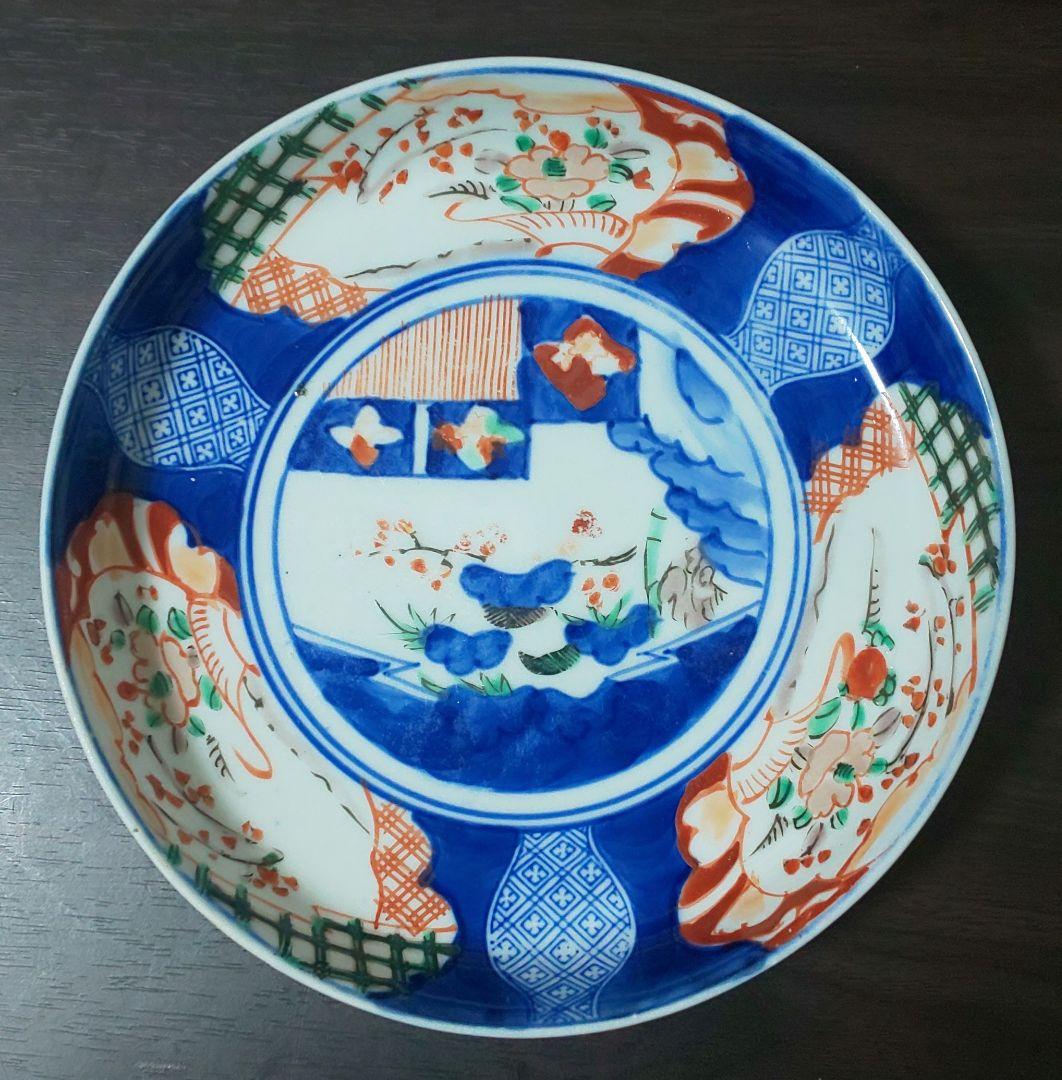 古伊万里 江戸時代 染付色絵 ４皿セット