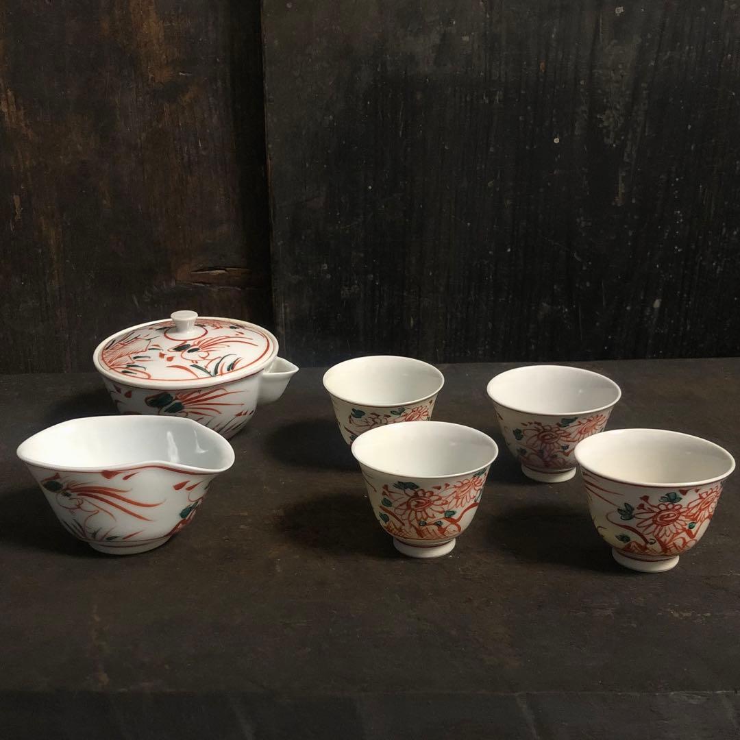 三浦竹泉　赤絵煎茶器セット