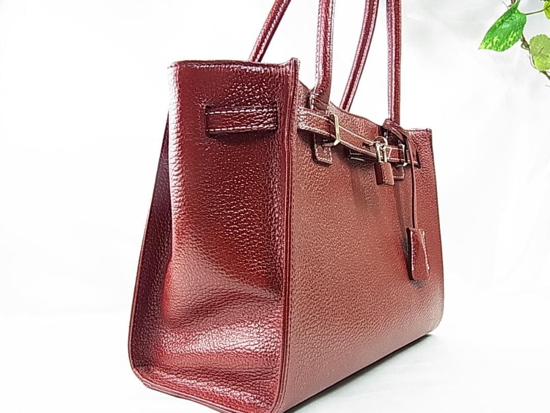 正規美品傳濱野DEN HAMANOミーティア Mietiaハンドバッグボルドー