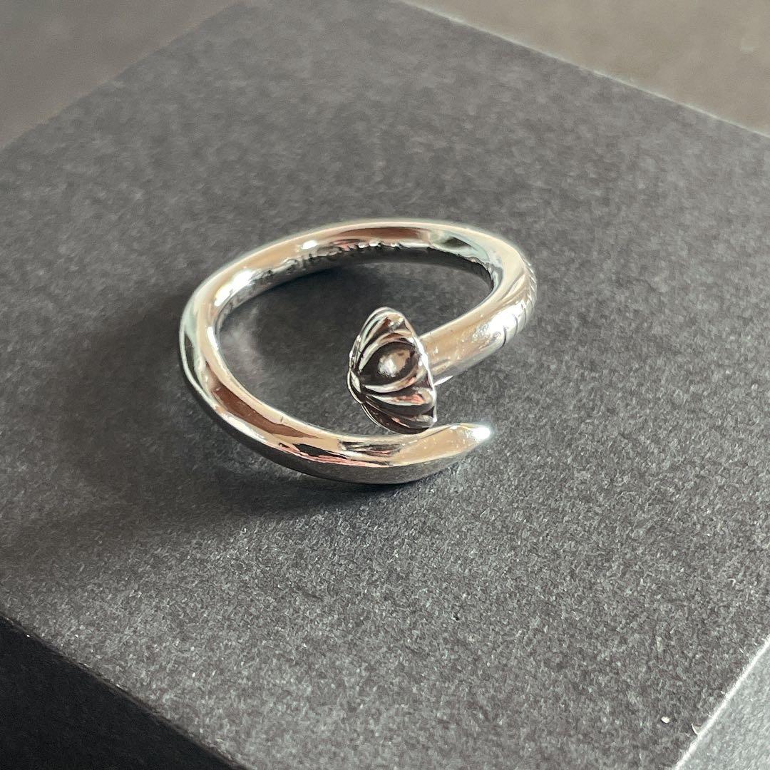 ノーブランド 指輪 ネイルリング 釘 クロスボール 　【１６号２点】