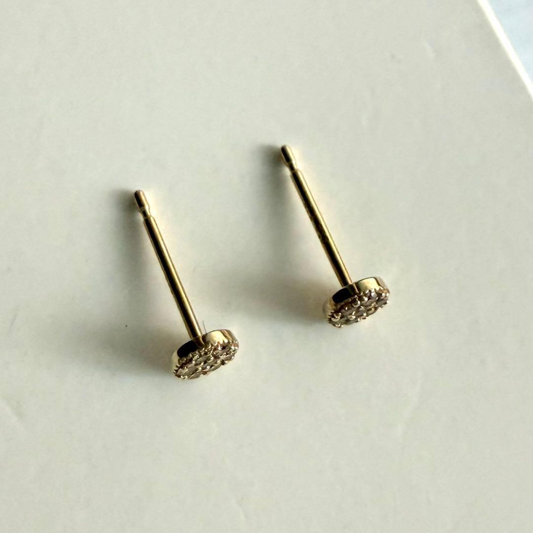 ete エテ K18 ダイヤモンド ピアス パヴェ スタッド イエローゴールド