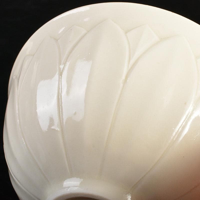 中国　徳化窯白磁　蓮弁刻　煎茶碗　盃　五客　M　8709E