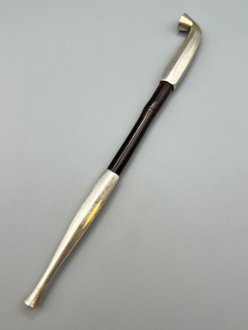 【海】純銀煙管　六角形　キセル　純刻印　銀細工　アンティーク　重量約48.8g