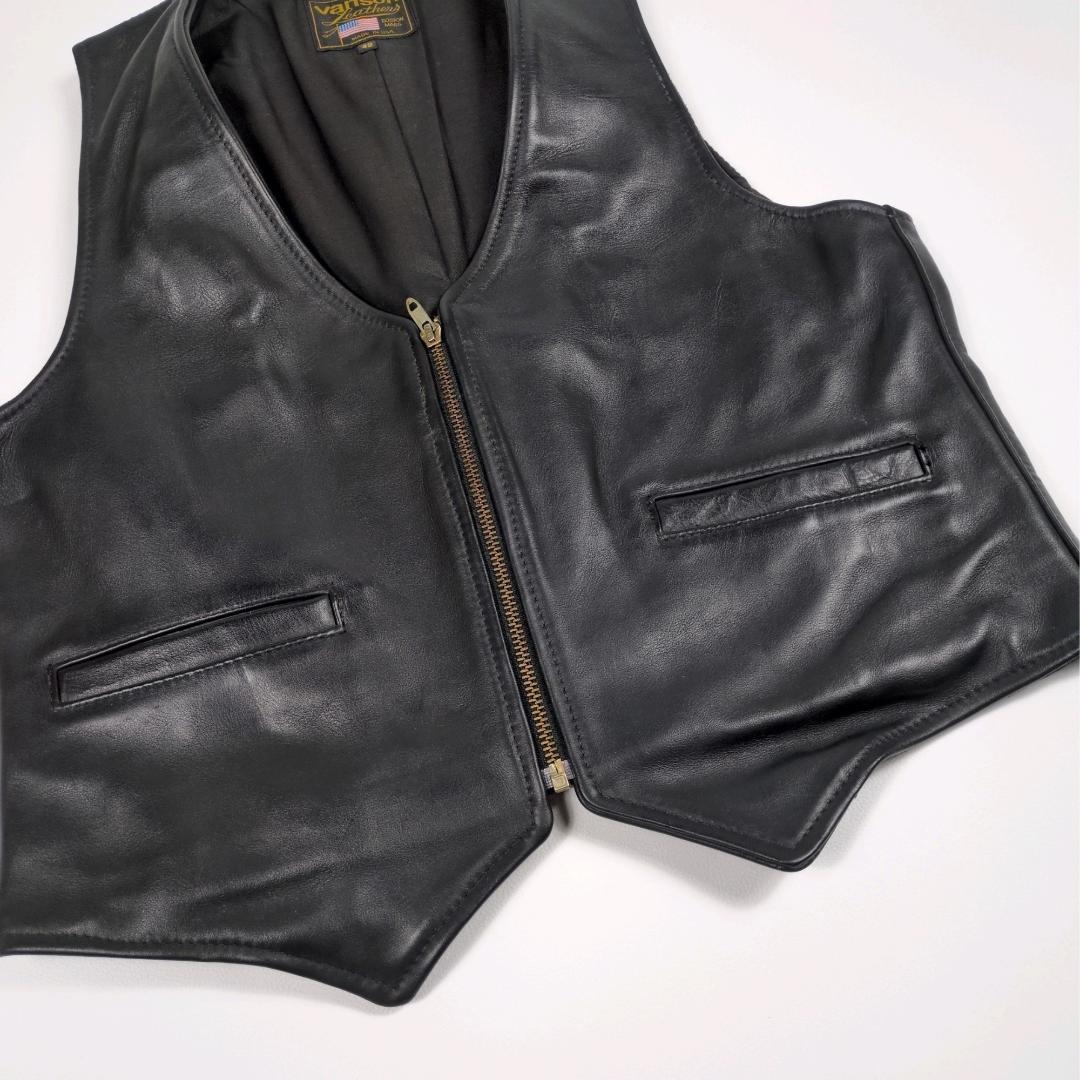 VANSON バンソン 42 XL レザー ベスト BLACK ライダース