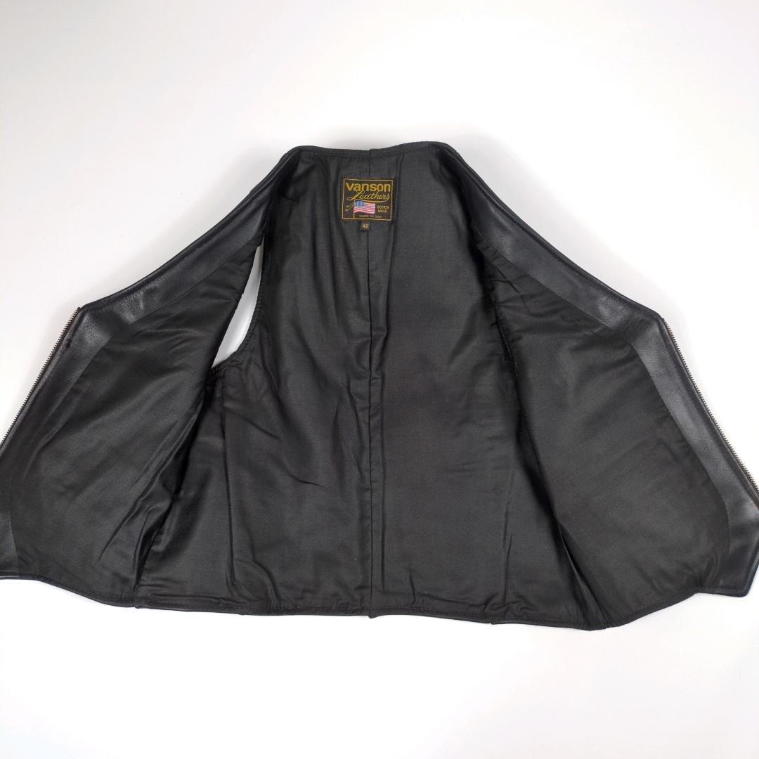 VANSON バンソン 42 XL レザー ベスト BLACK ライダース