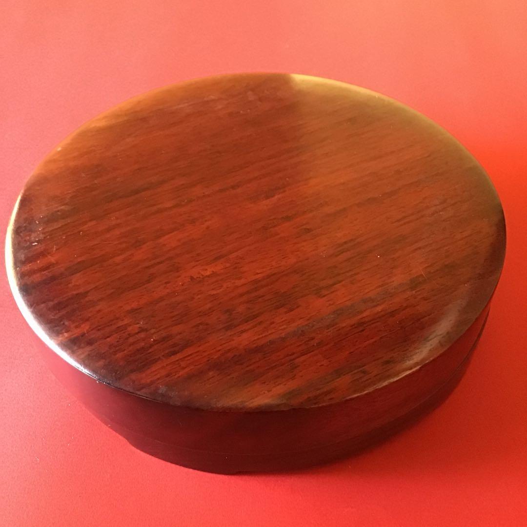 古丸型硯　紫檀材質丸箱